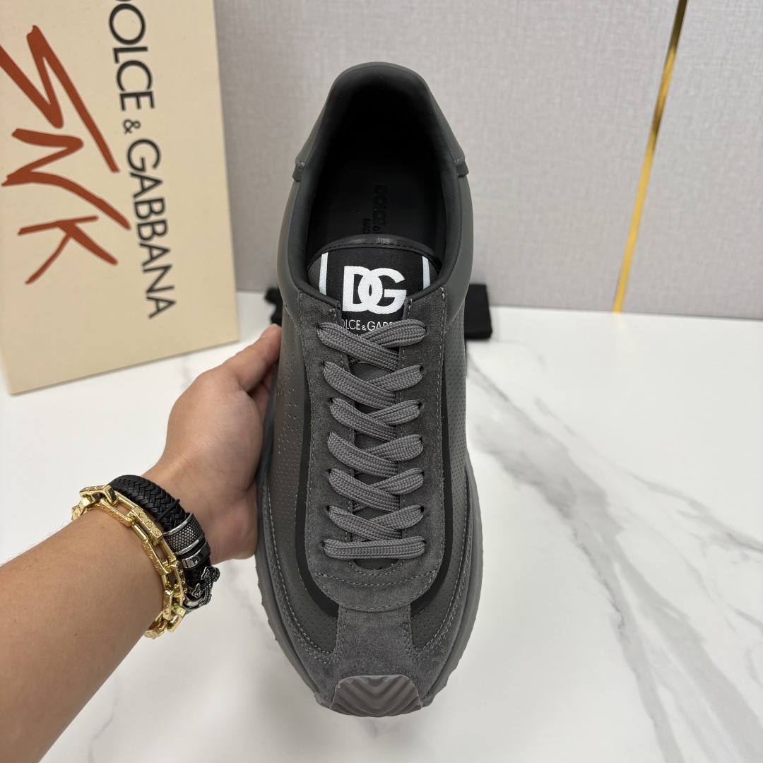 💋💍DG 家新品 Dolce &Gabban* 杜嘉～班纳 Cushion 多种牛皮材质拼接休闲运动鞋 