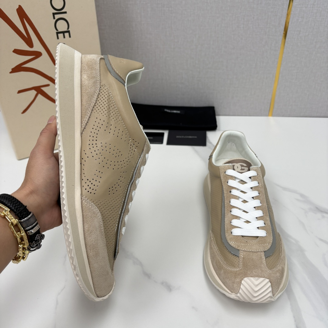 💋💍DG 家新品 Dolce &Gabban* 杜嘉～班纳 Cushion 多种牛皮材质拼接休闲运动鞋 