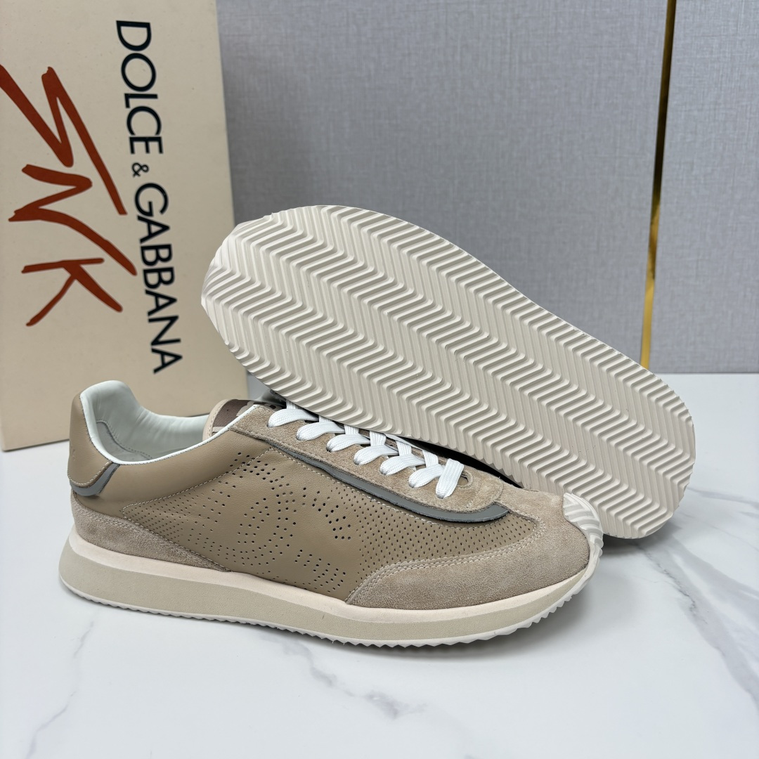 💋💍DG 家新品 Dolce &Gabban* 杜嘉～班纳 Cushion 多种牛皮材质拼接休闲运动鞋 