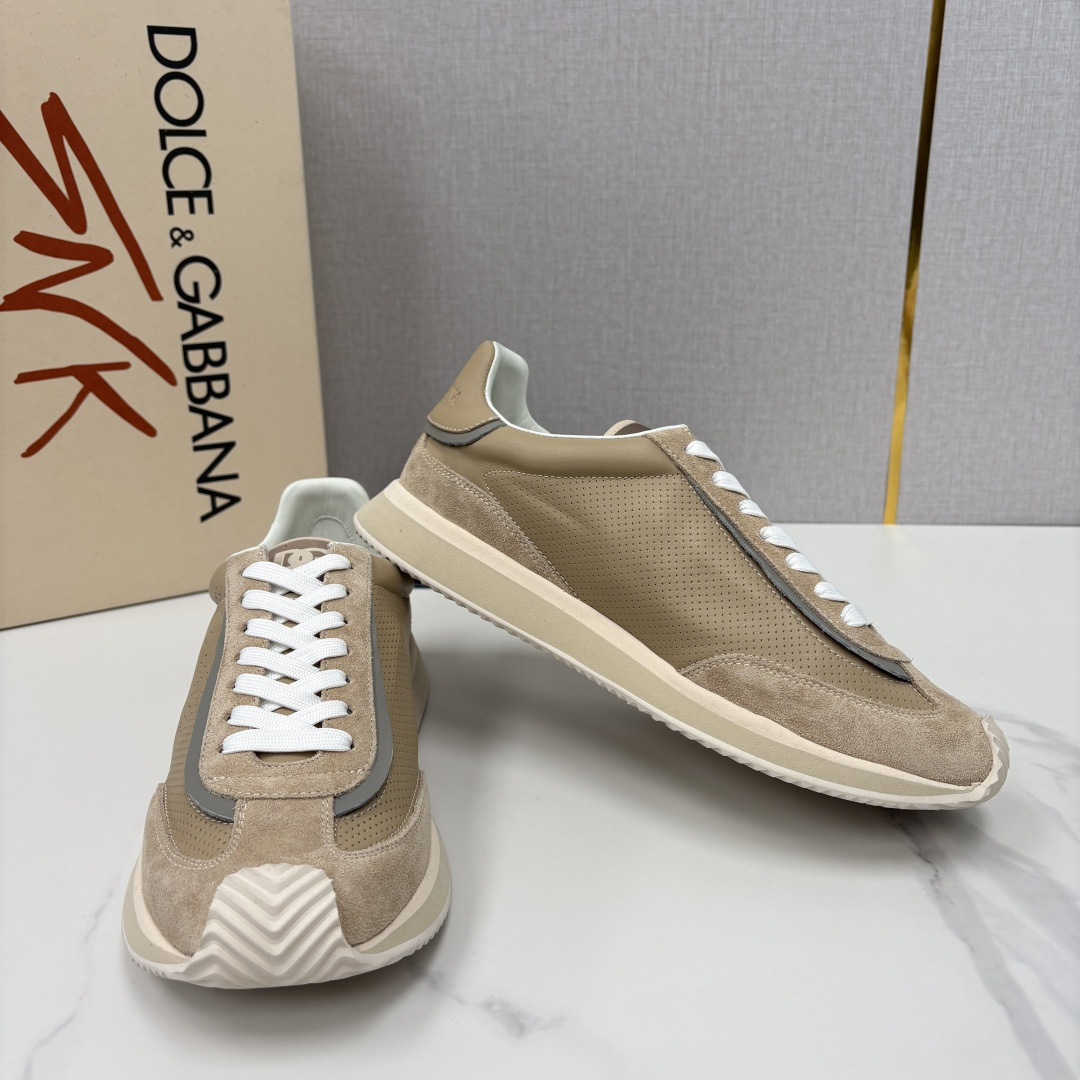 💋💍DG 家新品 Dolce &Gabban* 杜嘉～班纳 Cushion 多种牛皮材质拼接休闲运动鞋 