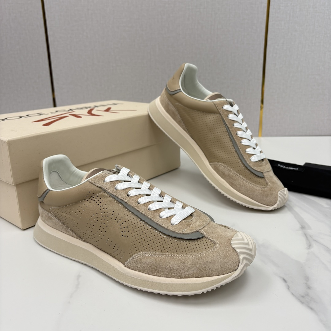 💋💍DG 家新品 Dolce &Gabban* 杜嘉～班纳 Cushion 多种牛皮材质拼接休闲运动鞋 