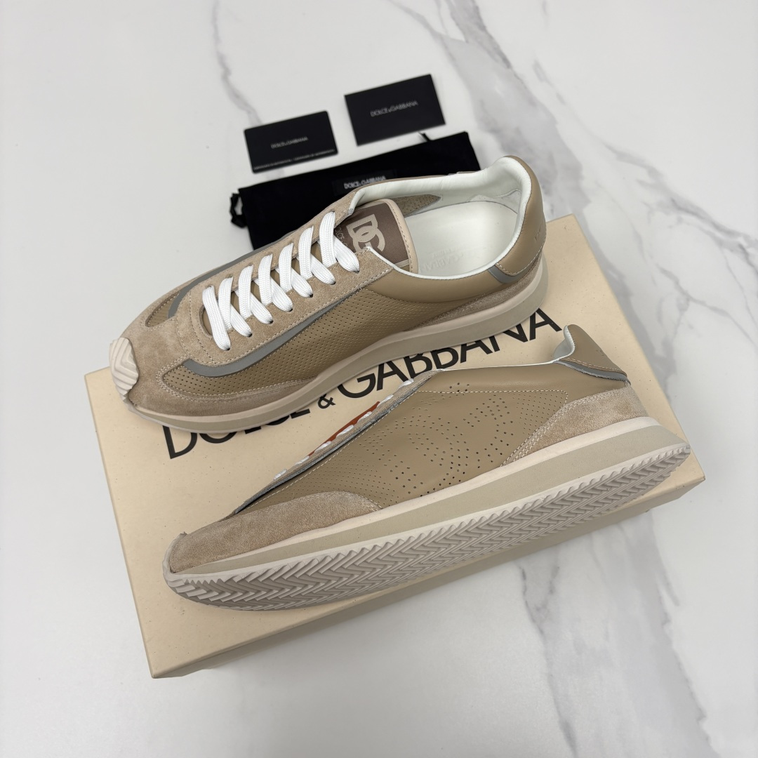 💋💍DG 家新品 Dolce &Gabban* 杜嘉～班纳 Cushion 多种牛皮材质拼接休闲运动鞋 