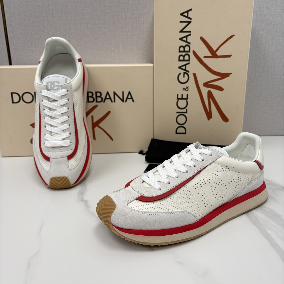 💋💍DG 家新品 Dolce &Gabban* 杜嘉～班纳 Cushion 多种牛皮材质拼接休闲运动鞋 