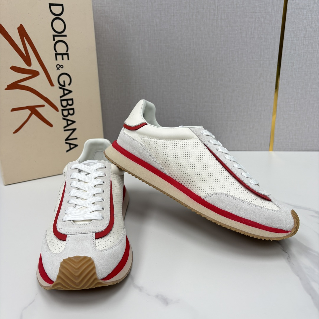 💋💍DG 家新品 Dolce &Gabban* 杜嘉～班纳 Cushion 多种牛皮材质拼接休闲运动鞋 