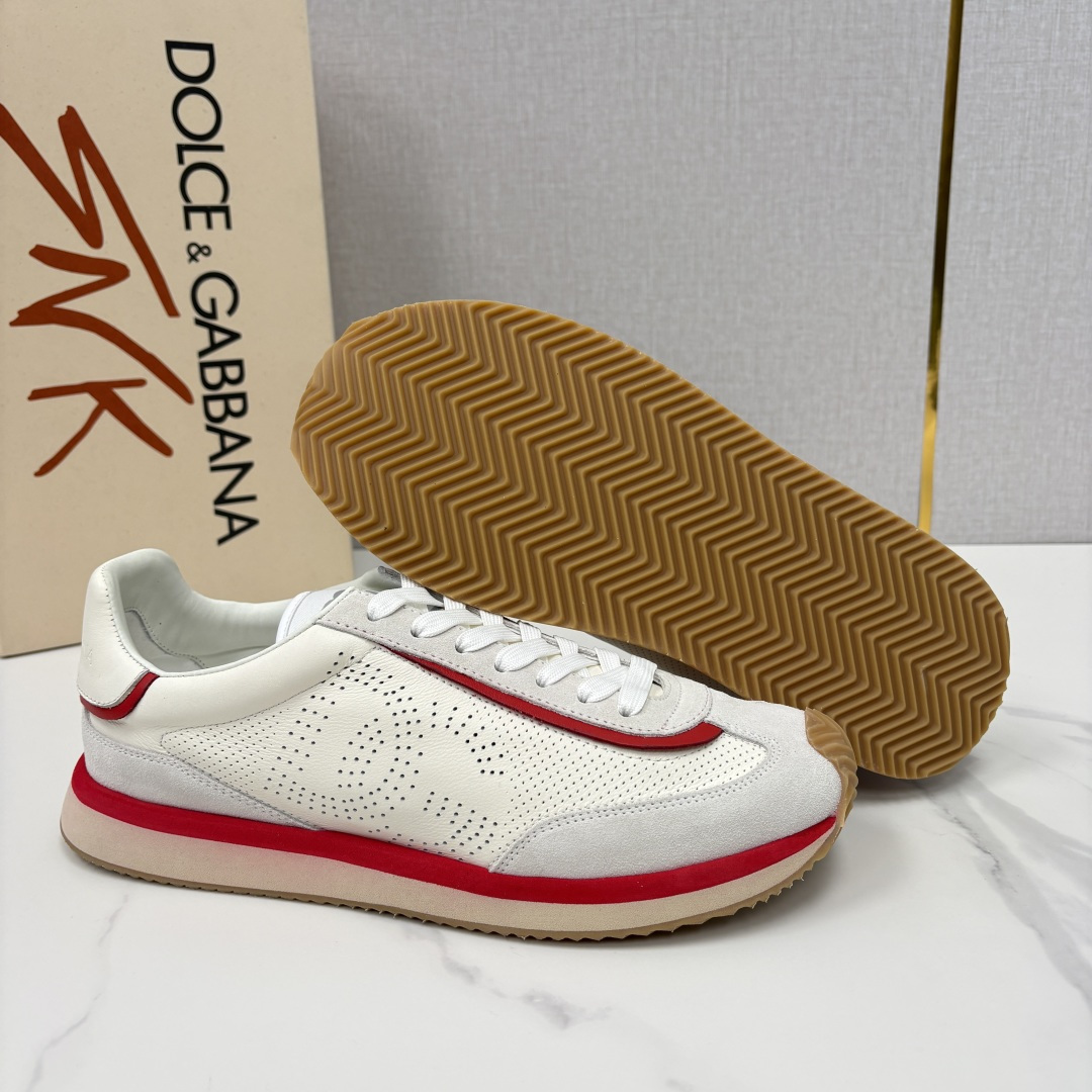 💋💍DG 家新品 Dolce &Gabban* 杜嘉～班纳 Cushion 多种牛皮材质拼接休闲运动鞋 