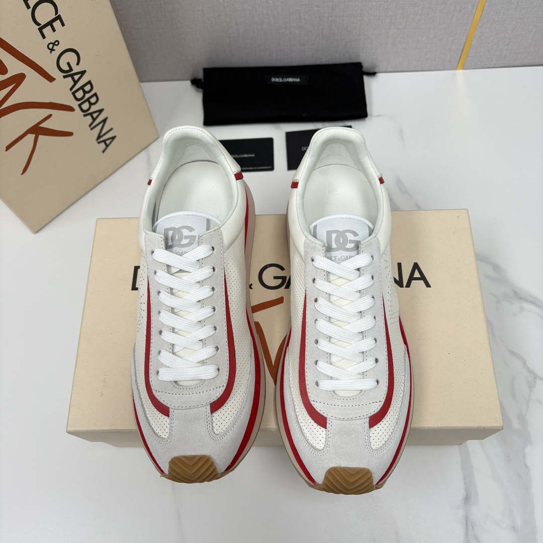 💋💍DG 家新品 Dolce &Gabban* 杜嘉～班纳 Cushion 多种牛皮材质拼接休闲运动鞋 