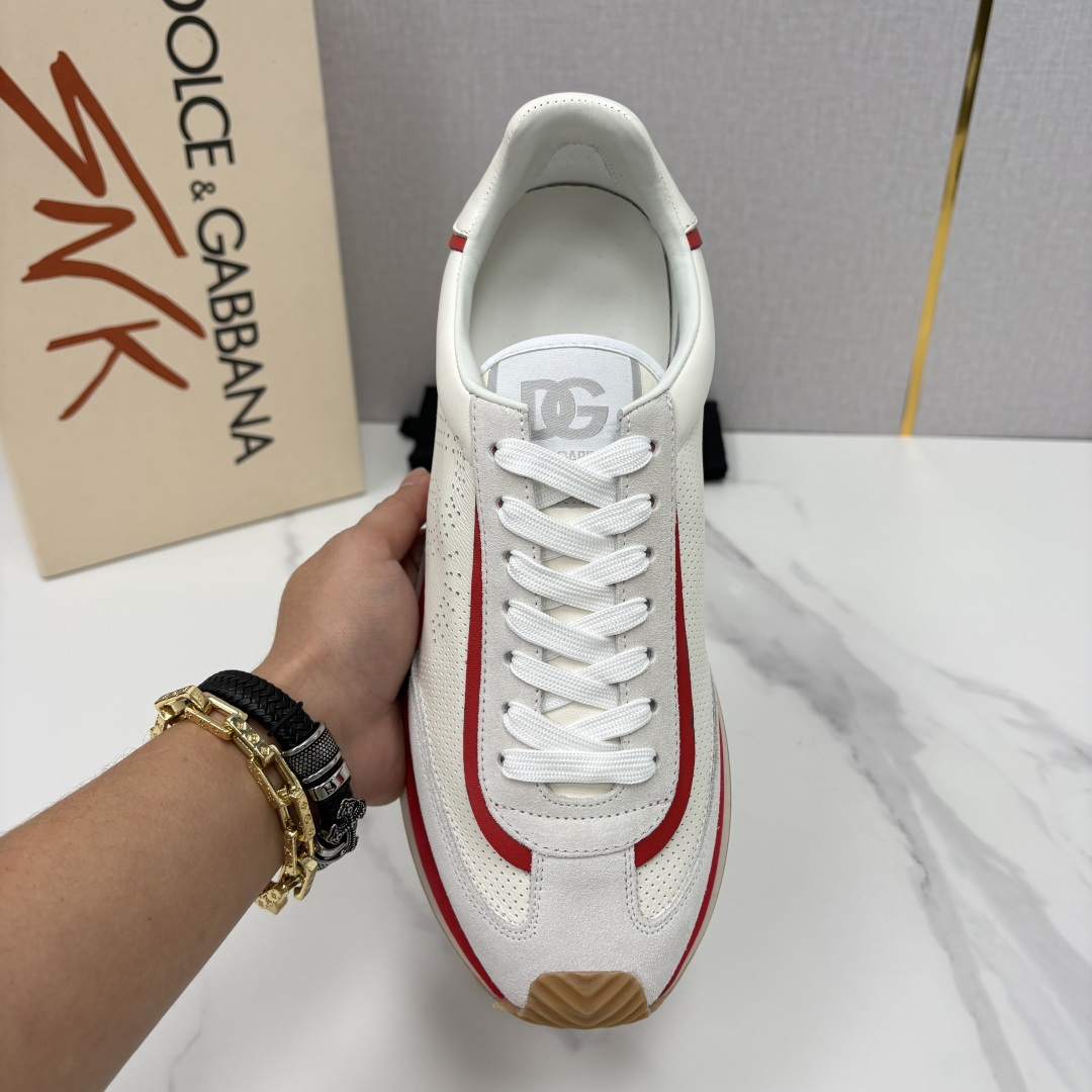 💋💍DG 家新品 Dolce &Gabban* 杜嘉～班纳 Cushion 多种牛皮材质拼接休闲运动鞋 