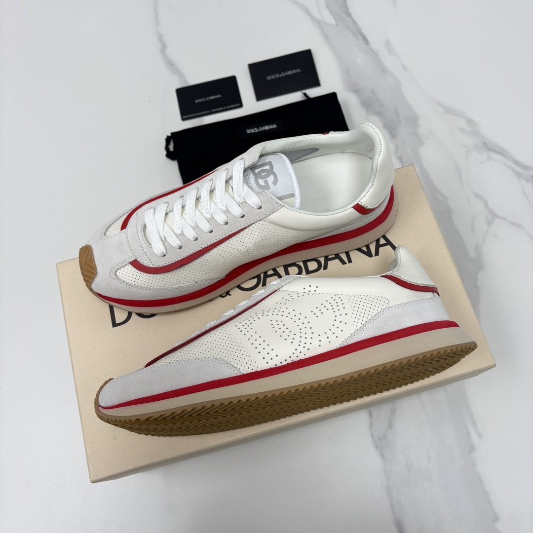 💋💍DG 家新品 Dolce &Gabban* 杜嘉～班纳 Cushion 多种牛皮材质拼接休闲运动鞋 