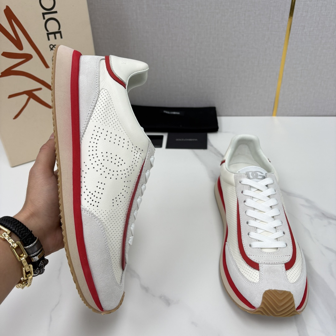 💋💍DG 家新品 Dolce &Gabban* 杜嘉～班纳 Cushion 多种牛皮材质拼接休闲运动鞋 