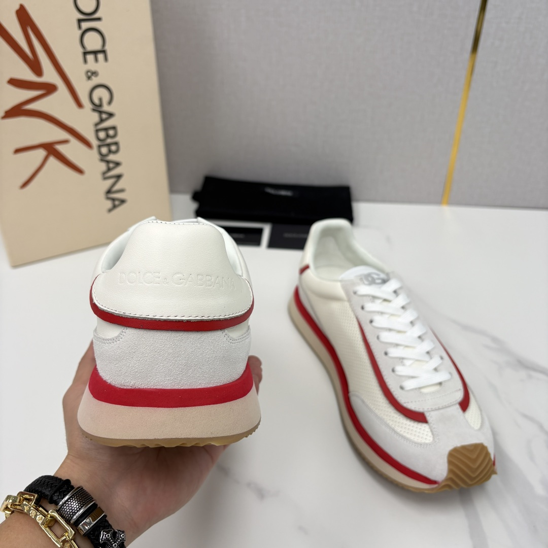 💋💍DG 家新品 Dolce &Gabban* 杜嘉～班纳 Cushion 多种牛皮材质拼接休闲运动鞋 