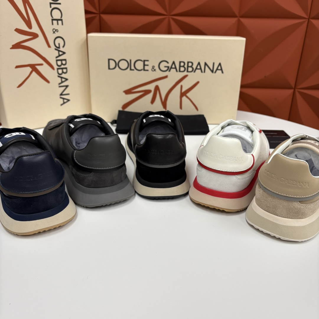 💋💍DG 家新品 Dolce &Gabban* 杜嘉～班纳 Cushion 多种牛皮材质拼接休闲运动鞋 