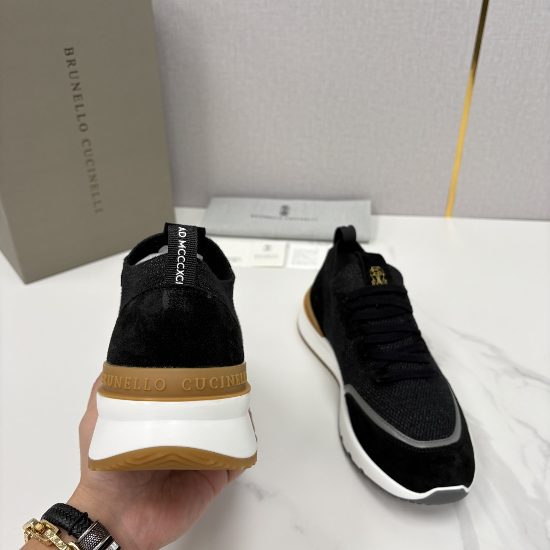 💋💍BC新品 Brunello Cucinell* 混色针织拼接绒面低帮运动鞋 官方 9,600 采用高