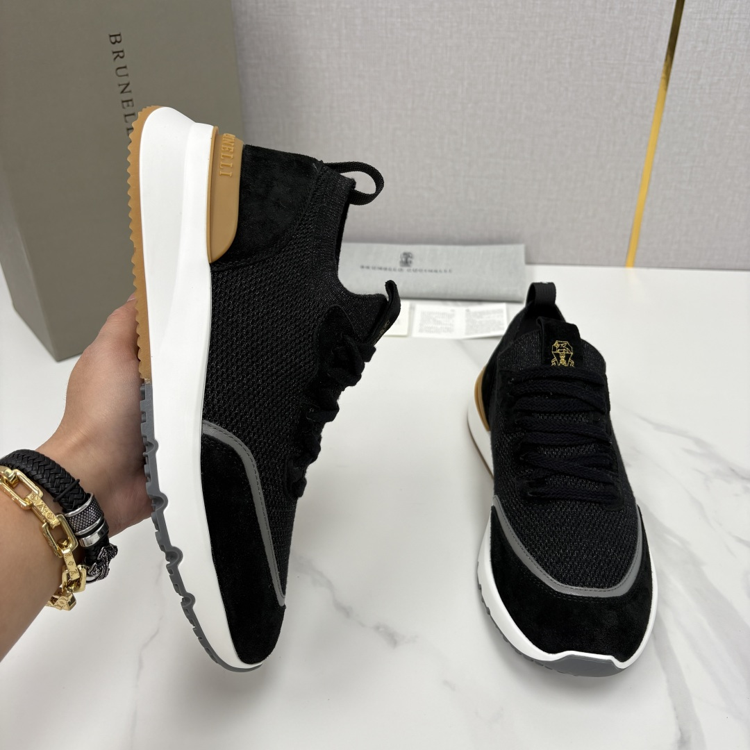 💋💍BC新品 Brunello Cucinell* 混色针织拼接绒面低帮运动鞋 官方 9,600 采用高