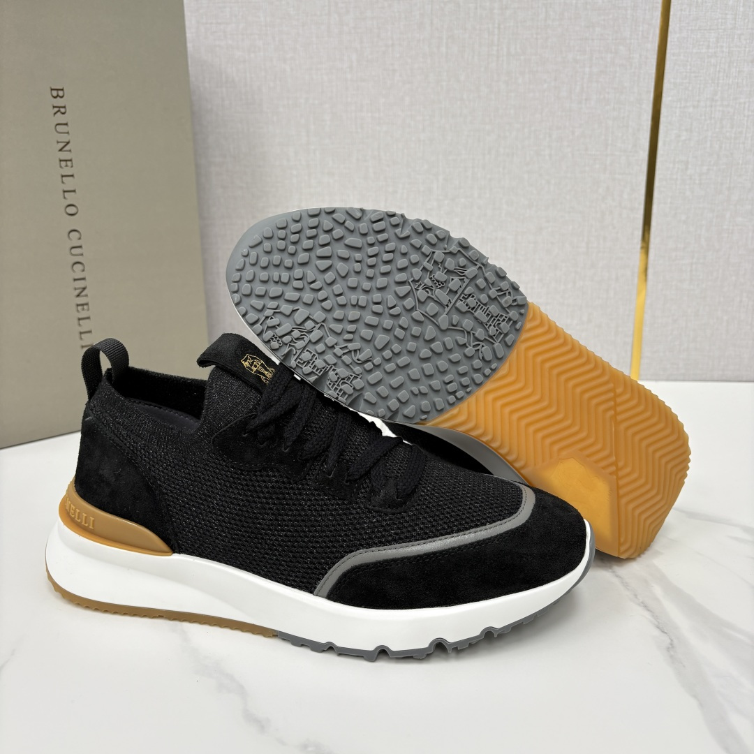 💋💍BC新品 Brunello Cucinell* 混色针织拼接绒面低帮运动鞋 官方 9,600 采用高