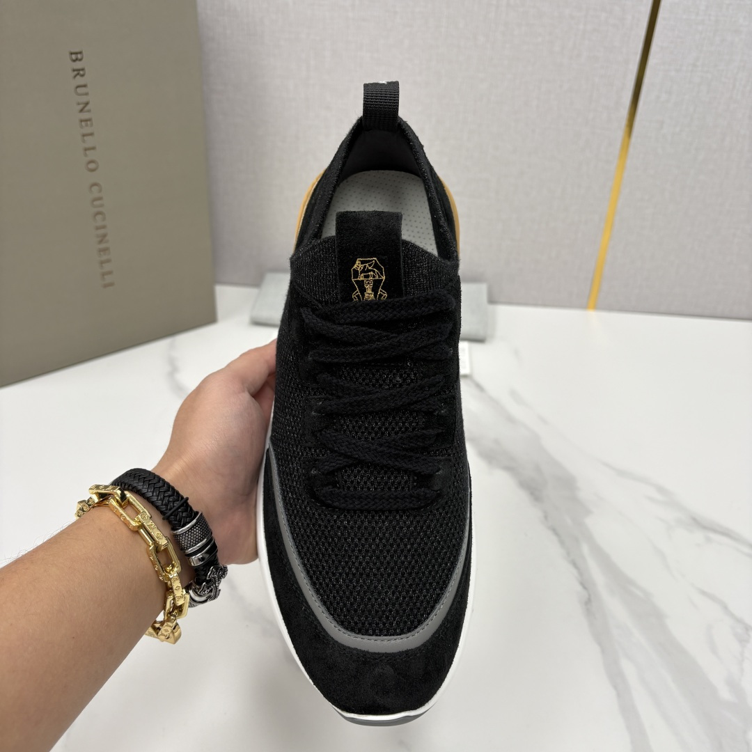 💋💍BC新品 Brunello Cucinell* 混色针织拼接绒面低帮运动鞋 官方 9,600 采用高