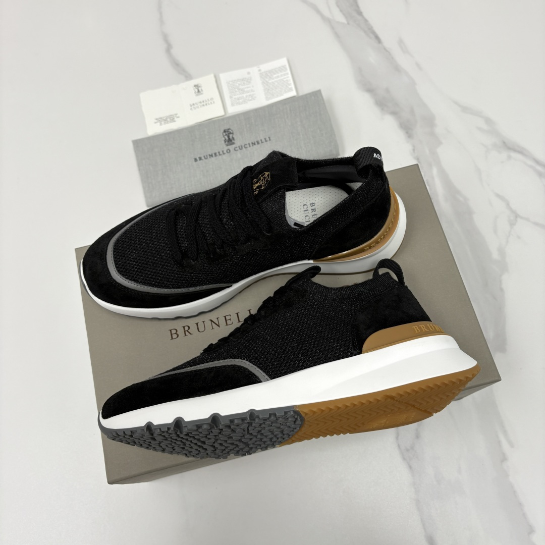 💋💍BC新品 Brunello Cucinell* 混色针织拼接绒面低帮运动鞋 官方 9,600 采用高