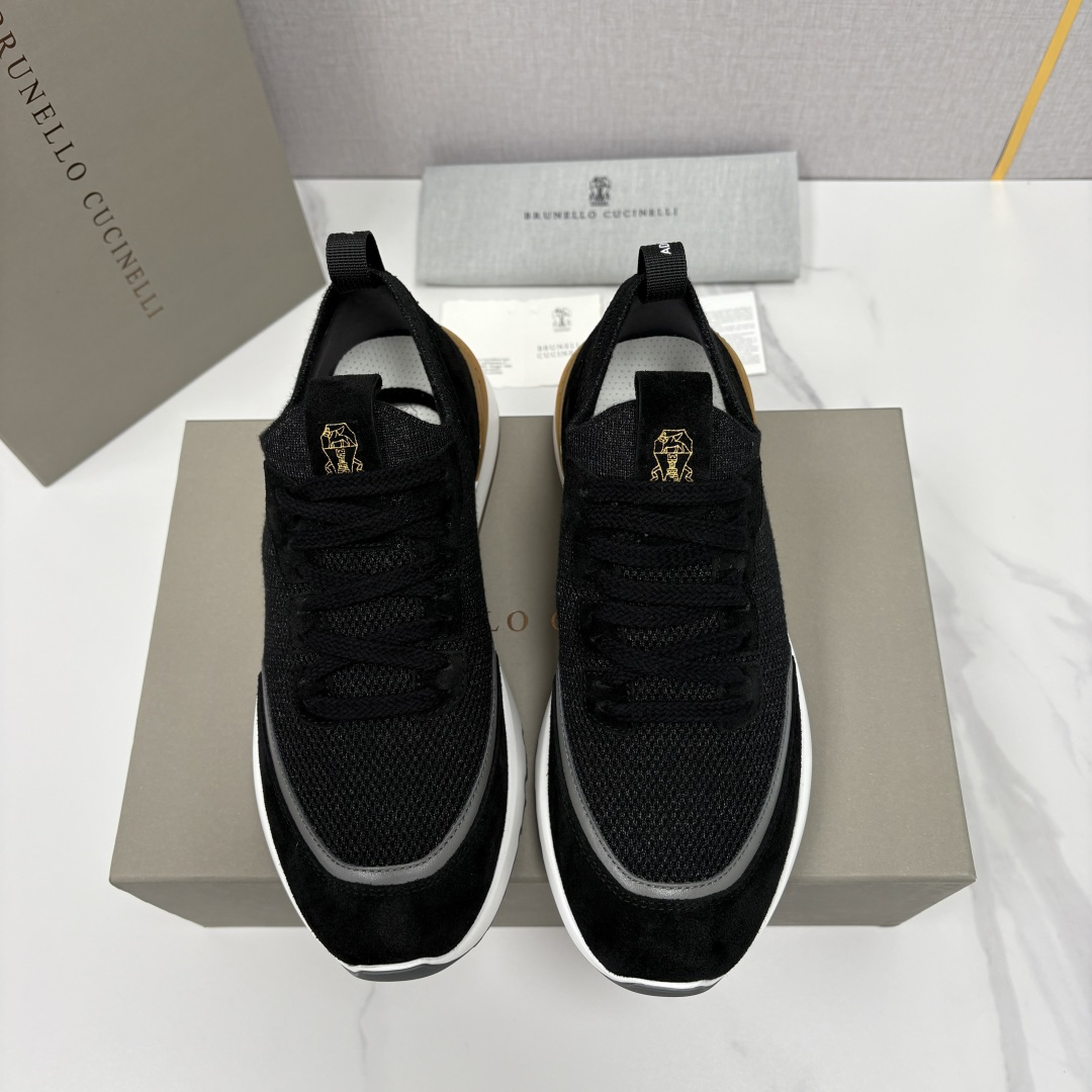 💋💍BC新品 Brunello Cucinell* 混色针织拼接绒面低帮运动鞋 官方 9,600 采用高