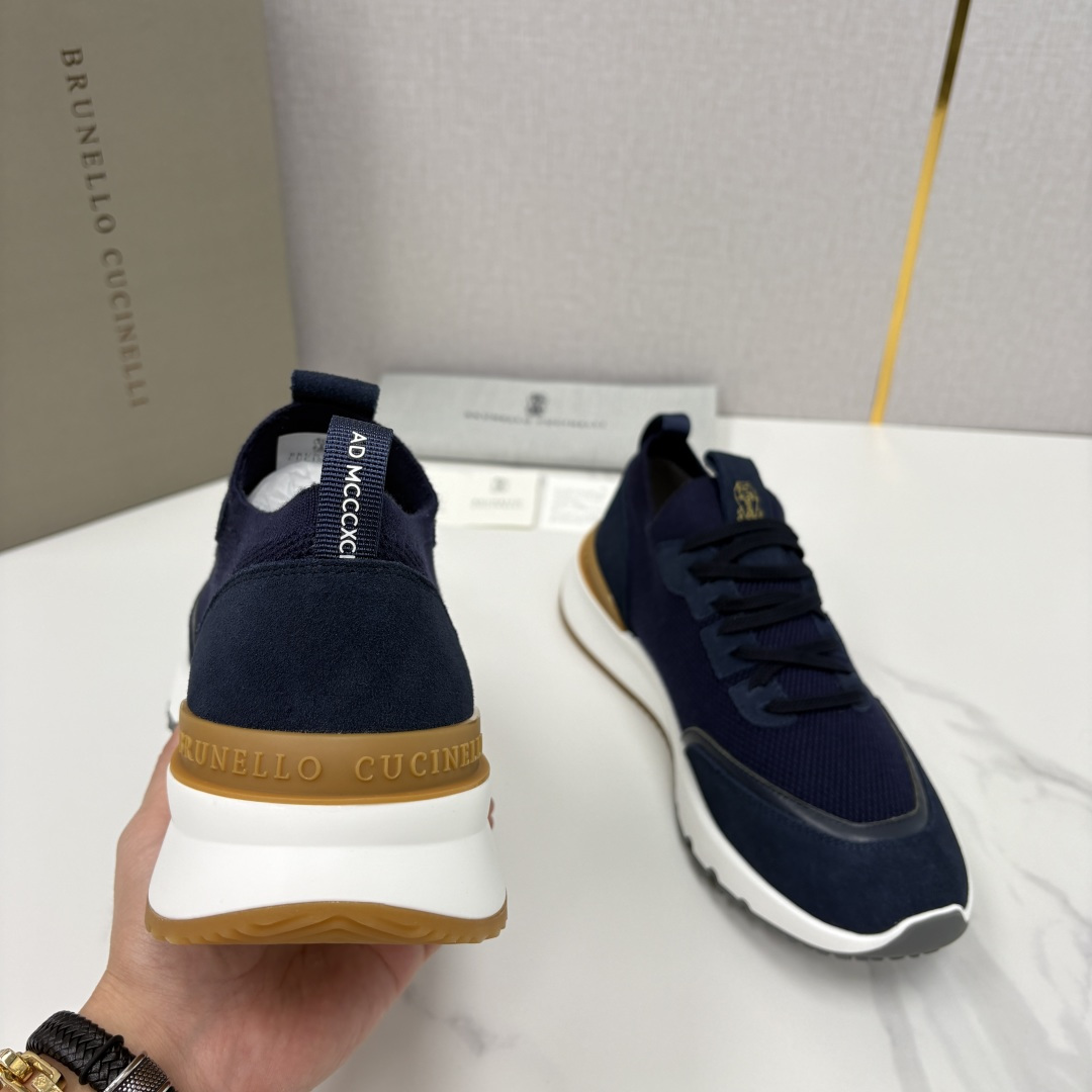 💋💍BC新品 Brunello Cucinell* 混色针织拼接绒面低帮运动鞋 官方 9,600 采用高
