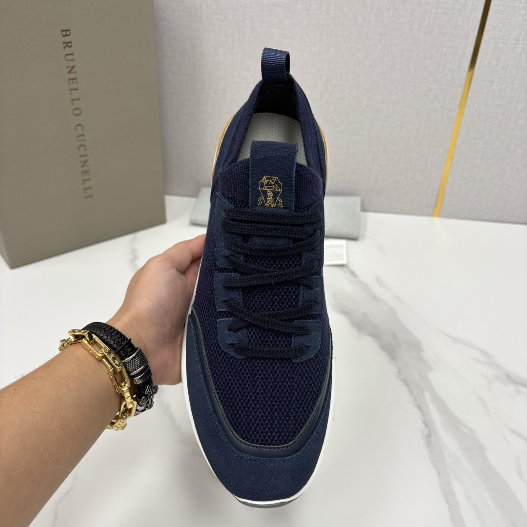 💋💍BC新品 Brunello Cucinell* 混色针织拼接绒面低帮运动鞋 官方 9,600 采用高