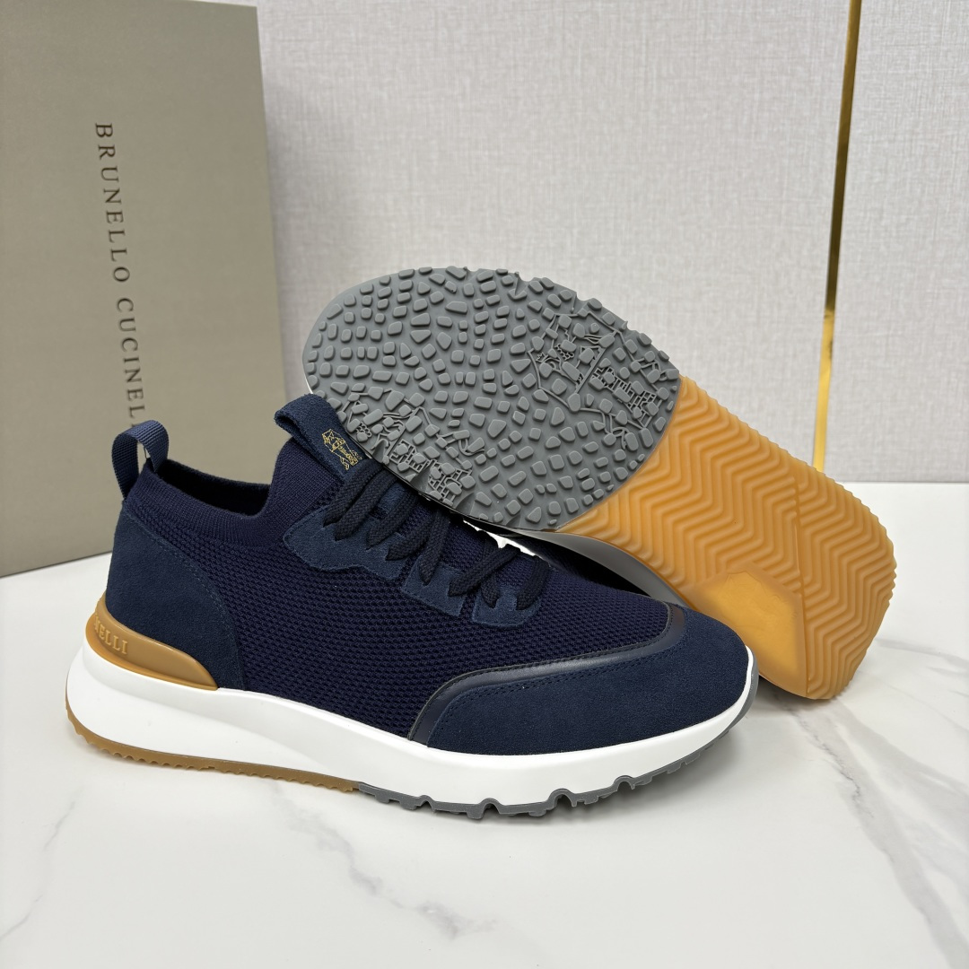 💋💍BC新品 Brunello Cucinell* 混色针织拼接绒面低帮运动鞋 官方 9,600 采用高