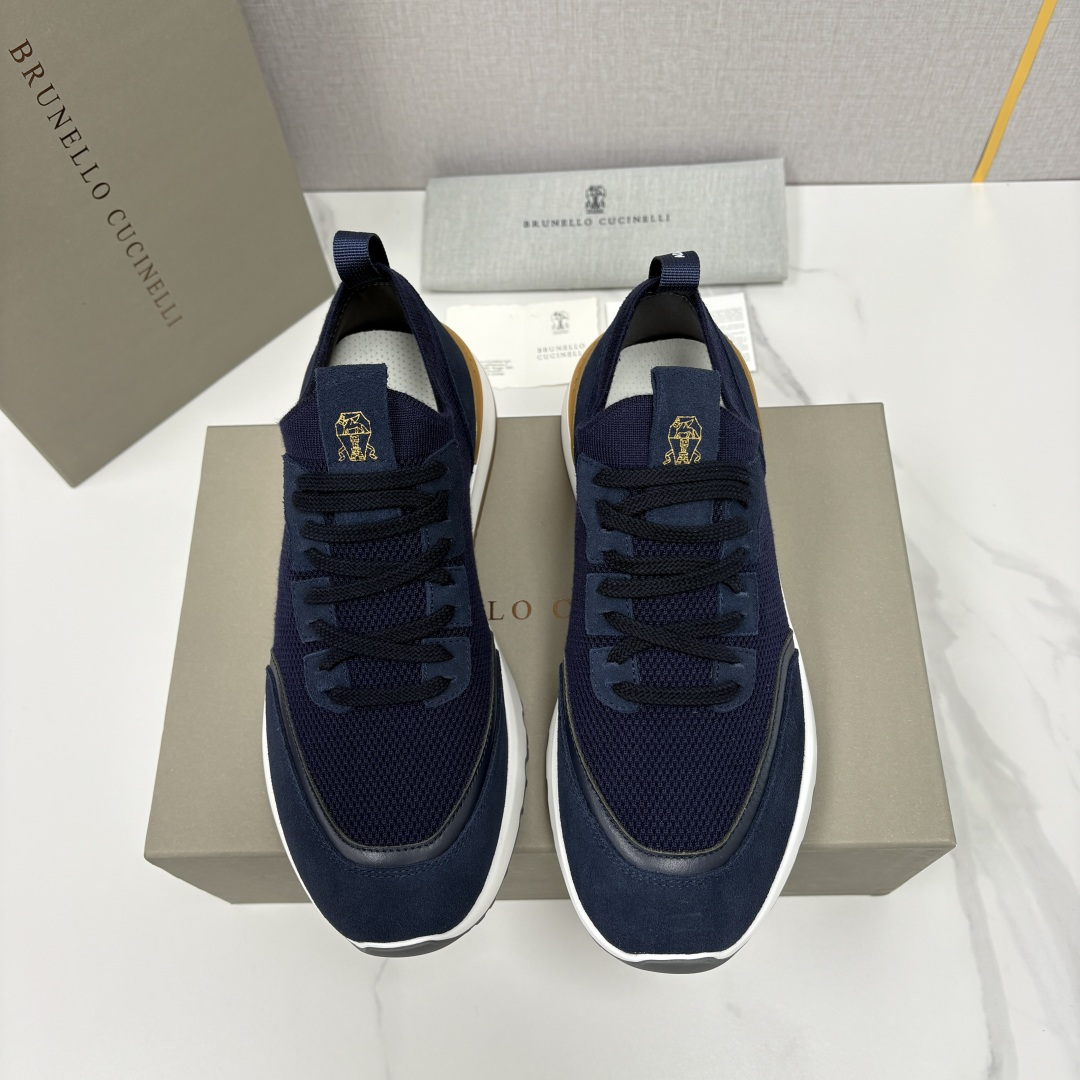 💋💍BC新品 Brunello Cucinell* 混色针织拼接绒面低帮运动鞋 官方 9,600 采用高