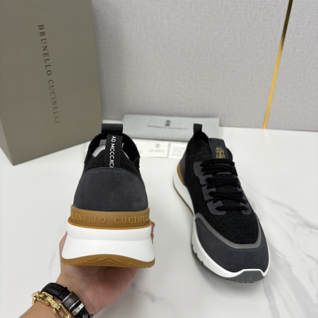 💋💍BC新品 Brunello Cucinell* 混色针织拼接绒面低帮运动鞋 官方 9,600 采用高