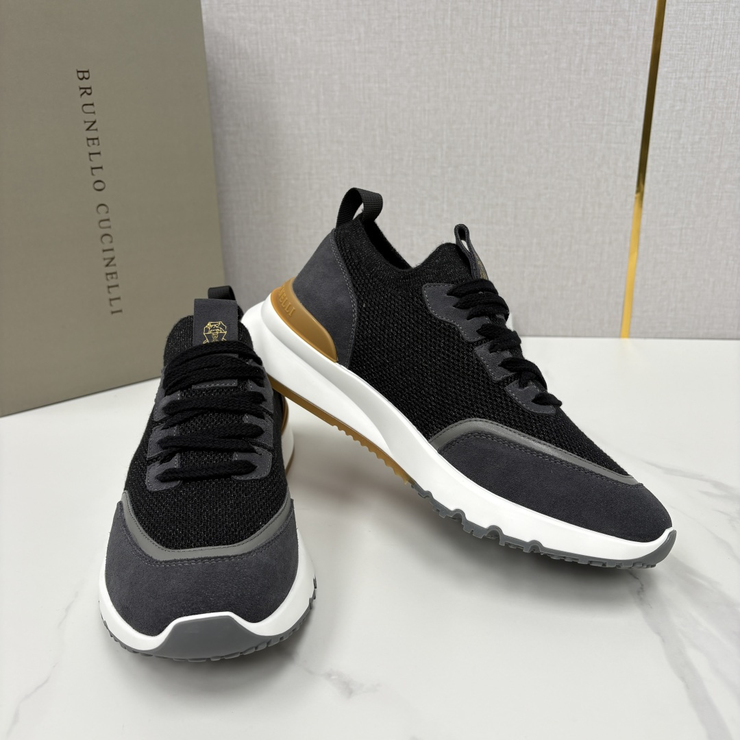 💋💍BC新品 Brunello Cucinell* 混色针织拼接绒面低帮运动鞋 官方 9,600 采用高
