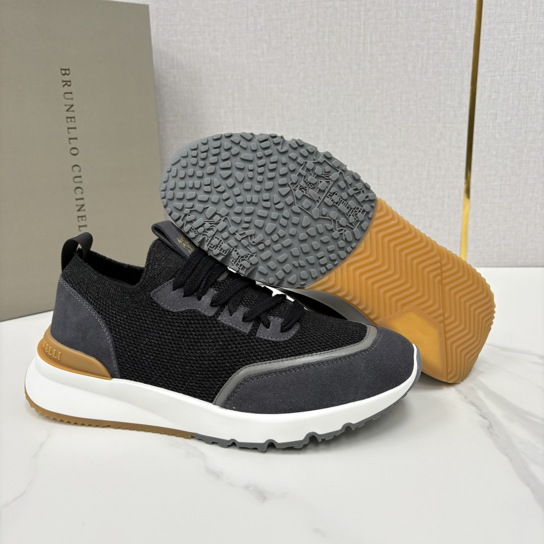 💋💍BC新品 Brunello Cucinell* 混色针织拼接绒面低帮运动鞋 官方 9,600 采用高