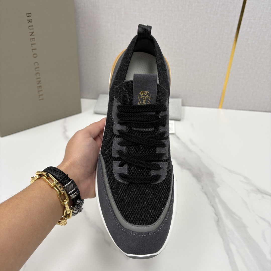 💋💍BC新品 Brunello Cucinell* 混色针织拼接绒面低帮运动鞋 官方 9,600 采用高