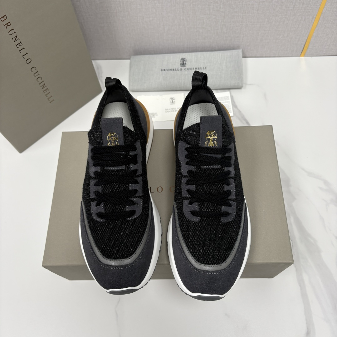 💋💍BC新品 Brunello Cucinell* 混色针织拼接绒面低帮运动鞋 官方 9,600 采用高
