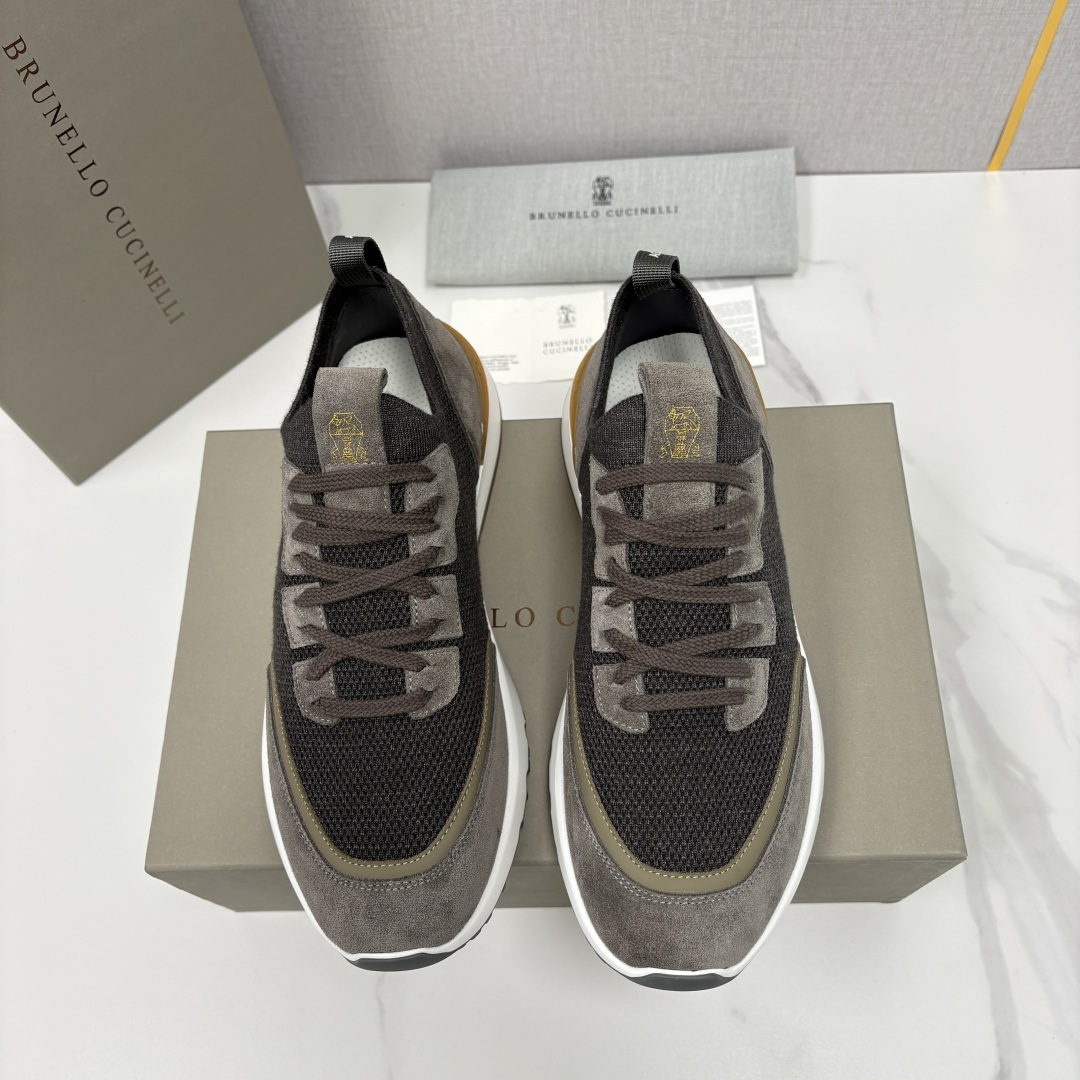💋💍BC新品 Brunello Cucinell* 混色针织拼接绒面低帮运动鞋 官方 9,600 采用高