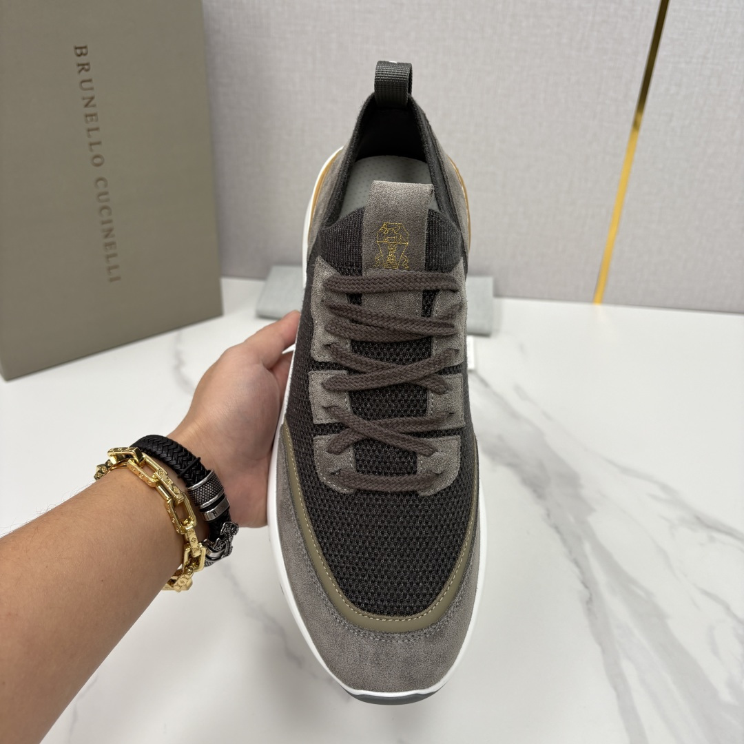 💋💍BC新品 Brunello Cucinell* 混色针织拼接绒面低帮运动鞋 官方 9,600 采用高