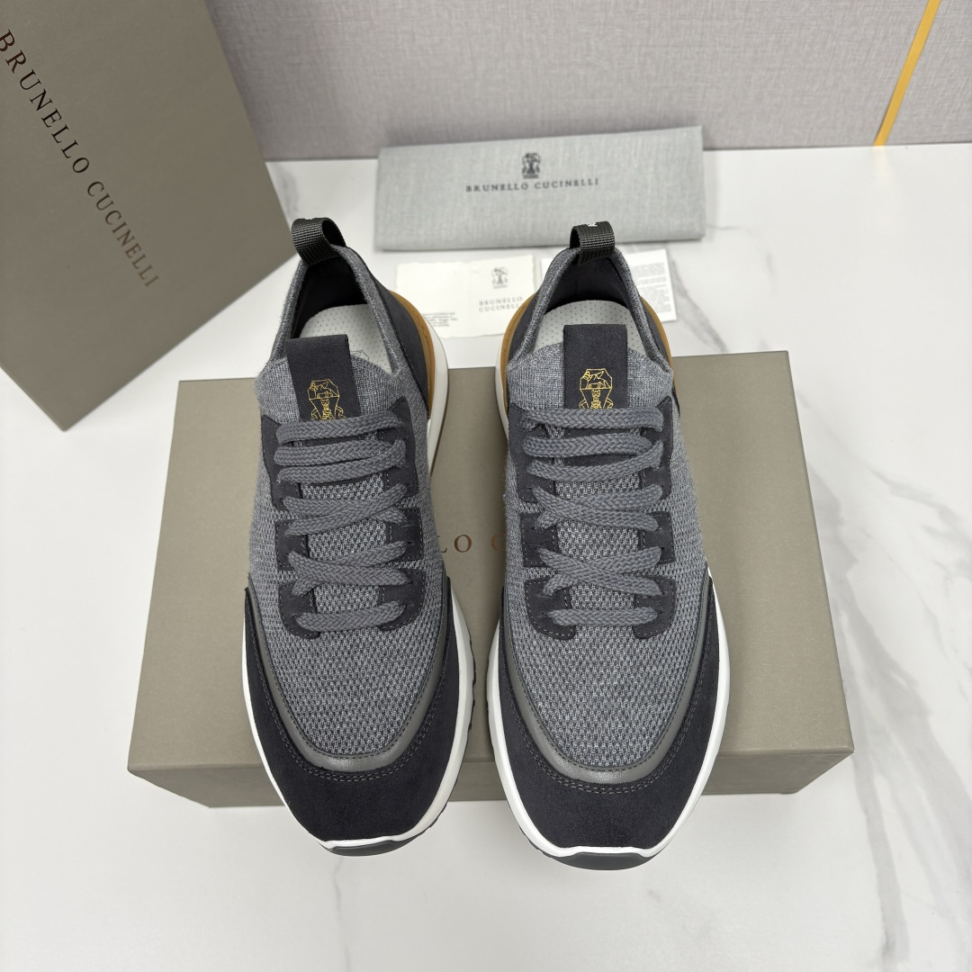 💋💍BC新品 Brunello Cucinell* 混色针织拼接绒面低帮运动鞋 官方 9,600 采用高