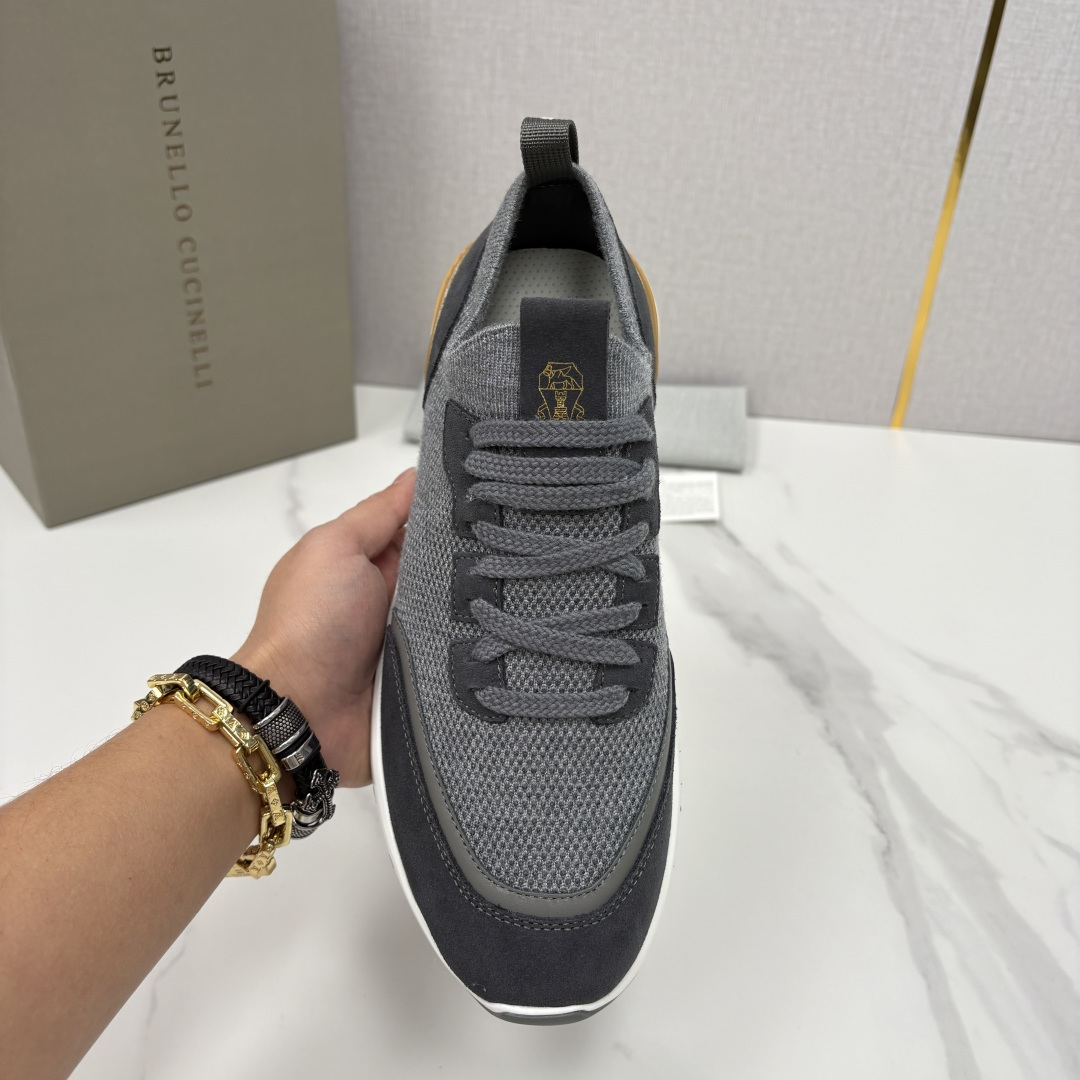 💋💍BC新品 Brunello Cucinell* 混色针织拼接绒面低帮运动鞋 官方 9,600 采用高