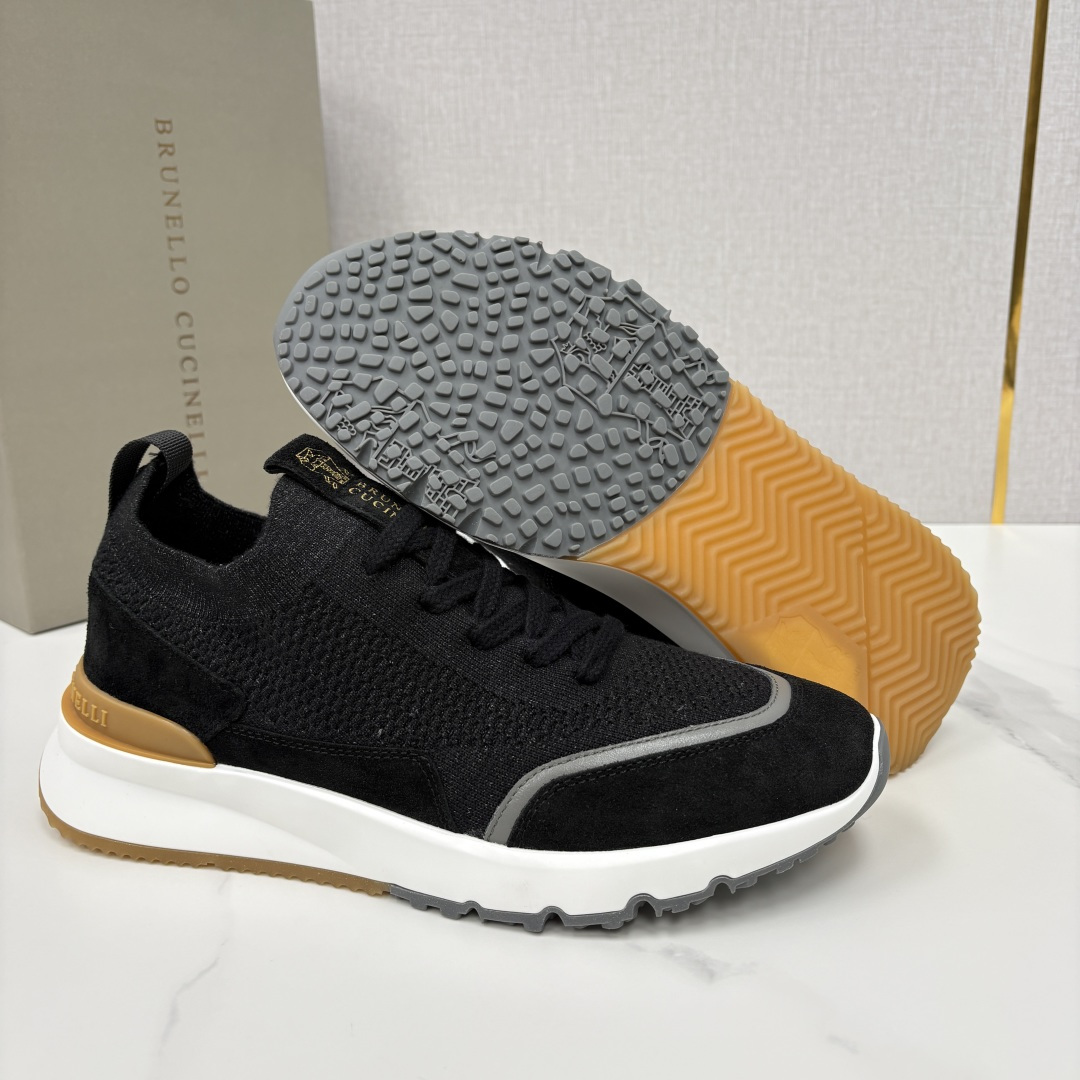 💋💍BC新品 Brunello Cucinell* 混色针织拼接绒面低帮运动鞋 官方 9,600 采用高