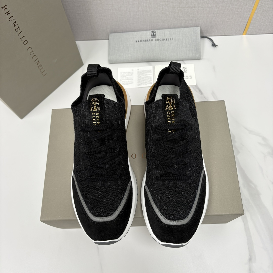 💋💍BC新品 Brunello Cucinell* 混色针织拼接绒面低帮运动鞋 官方 9,600 采用高