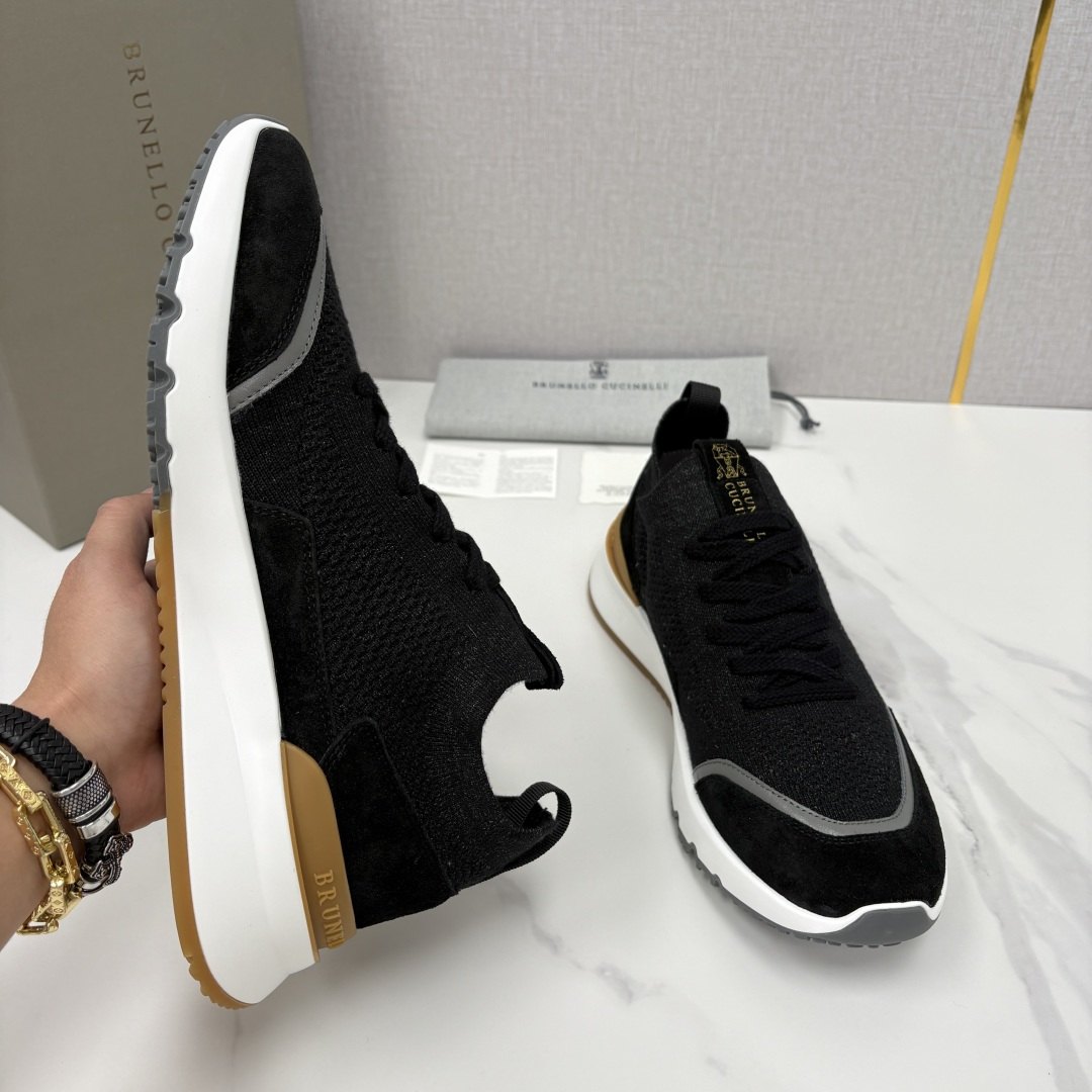 💋💍BC新品 Brunello Cucinell* 混色针织拼接绒面低帮运动鞋 官方 9,600 采用高