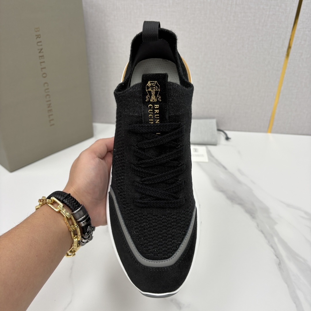 💋💍BC新品 Brunello Cucinell* 混色针织拼接绒面低帮运动鞋 官方 9,600 采用高