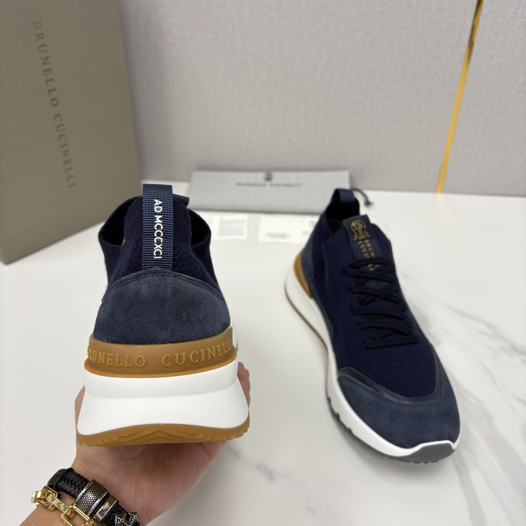💋💍BC新品 Brunello Cucinell* 混色针织拼接绒面低帮运动鞋 官方 9,600 采用高