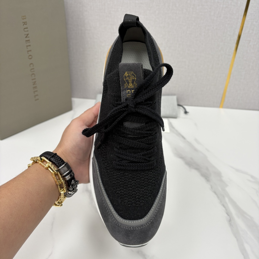 💋💍BC新品 Brunello Cucinell* 混色针织拼接绒面低帮运动鞋 官方 9,600 采用高