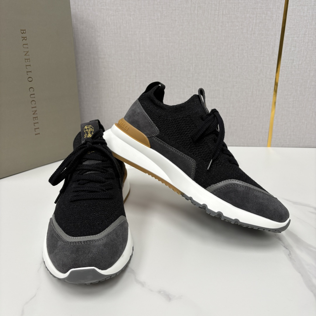 💋💍BC新品 Brunello Cucinell* 混色针织拼接绒面低帮运动鞋 官方 9,600 采用高