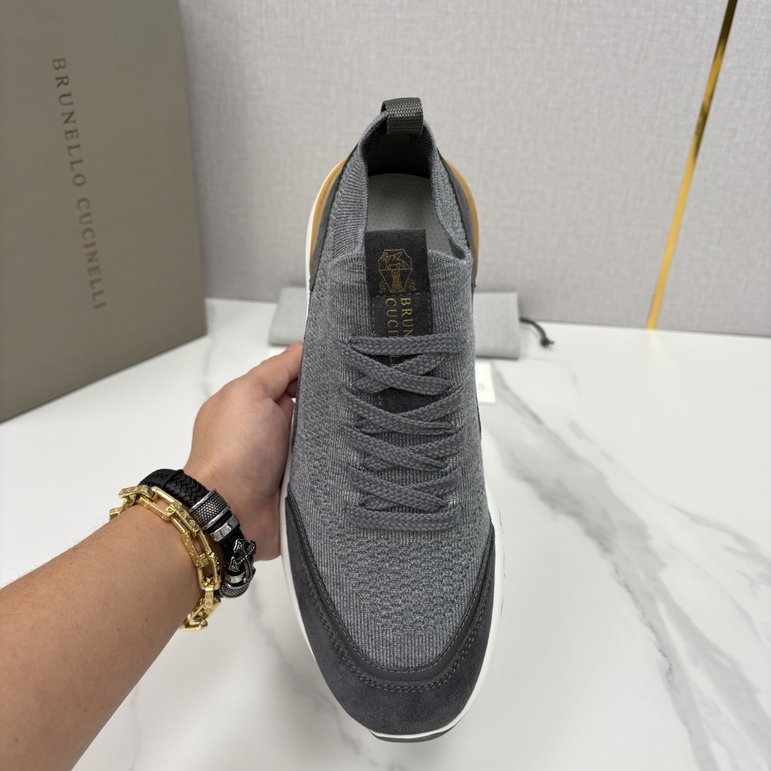💋💍BC新品 Brunello Cucinell* 混色针织拼接绒面低帮运动鞋 官方 9,600 采用高