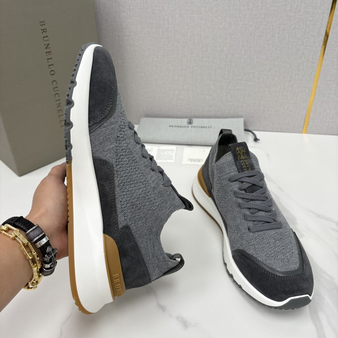 💋💍BC新品 Brunello Cucinell* 混色针织拼接绒面低帮运动鞋 官方 9,600 采用高
