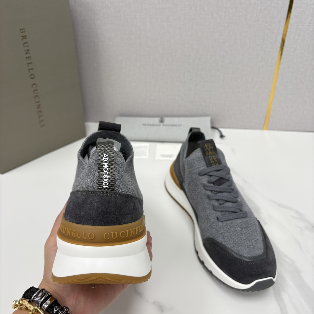 💋💍BC新品 Brunello Cucinell* 混色针织拼接绒面低帮运动鞋 官方 9,600 采用高