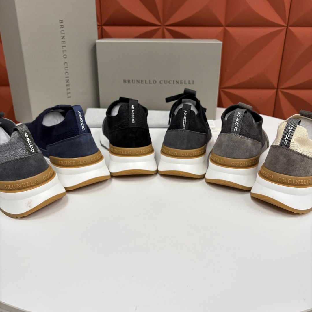 💋💍BC新品 Brunello Cucinell* 混色针织拼接绒面低帮运动鞋 官方 9,600 采用高