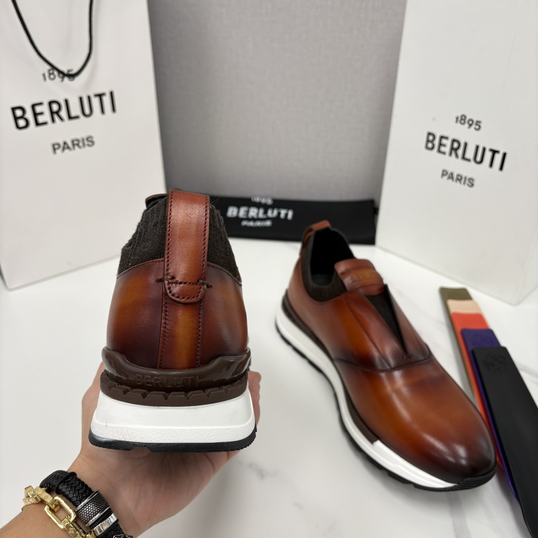 💋💍Berlut* 布鲁提 升级版第四代私模大底 Fast Track皮革运动鞋 官方 16700 最新
