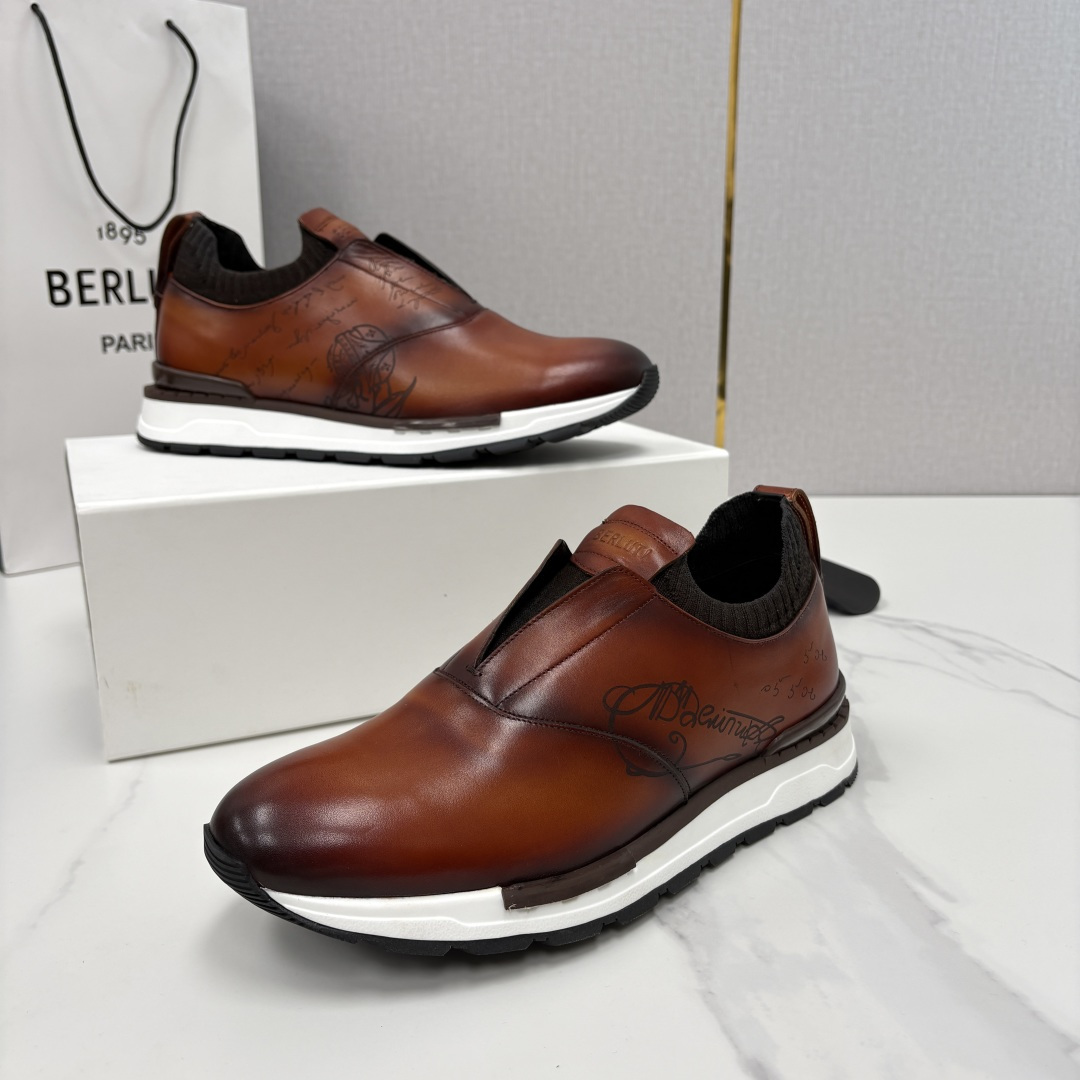💋💍Berlut* 布鲁提 升级版第四代私模大底 Fast Track皮革运动鞋 官方 16700 最新