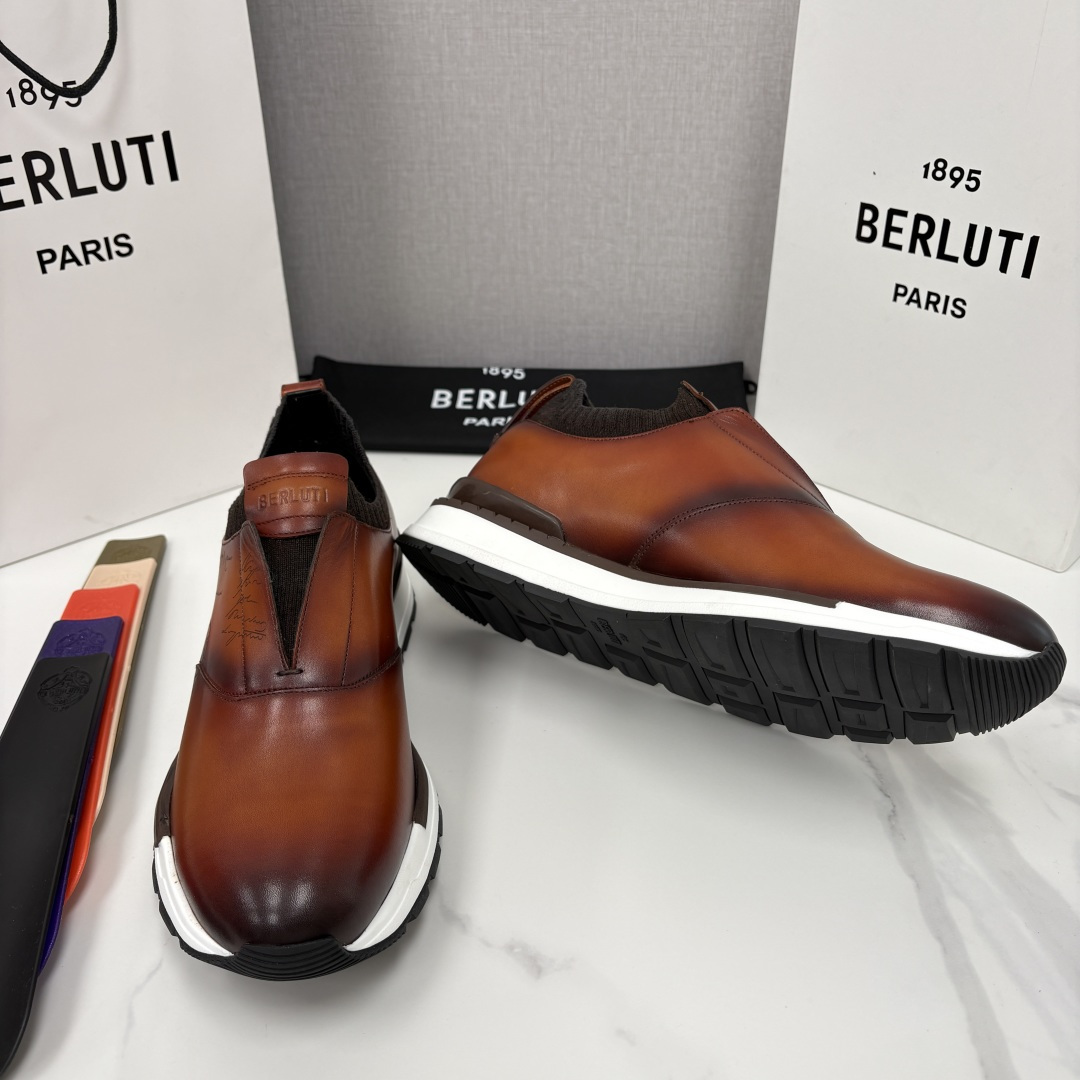 💋💍Berlut* 布鲁提 升级版第四代私模大底 Fast Track皮革运动鞋 官方 16700 最新