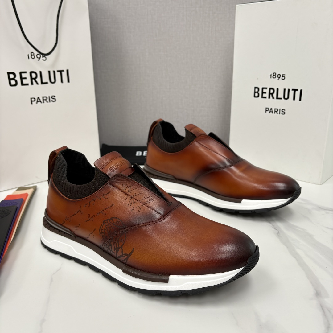💋💍Berlut* 布鲁提 升级版第四代私模大底 Fast Track皮革运动鞋 官方 16700 最新