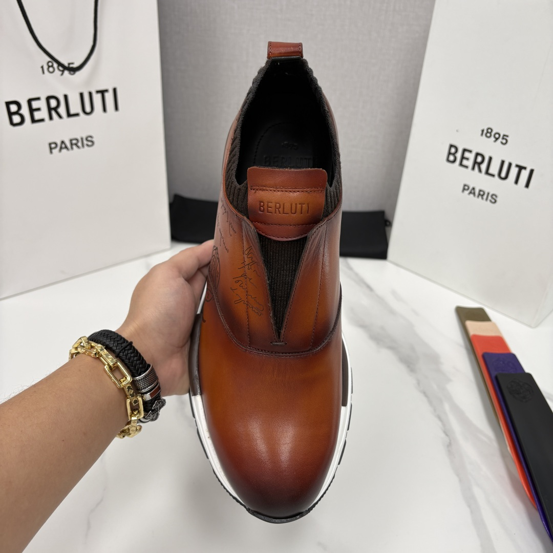 💋💍Berlut* 布鲁提 升级版第四代私模大底 Fast Track皮革运动鞋 官方 16700 最新